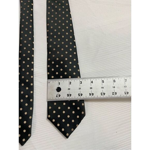 Mort Wallin Black Tan Polka Dot Tie Neck Tie - Picture 5 of 6